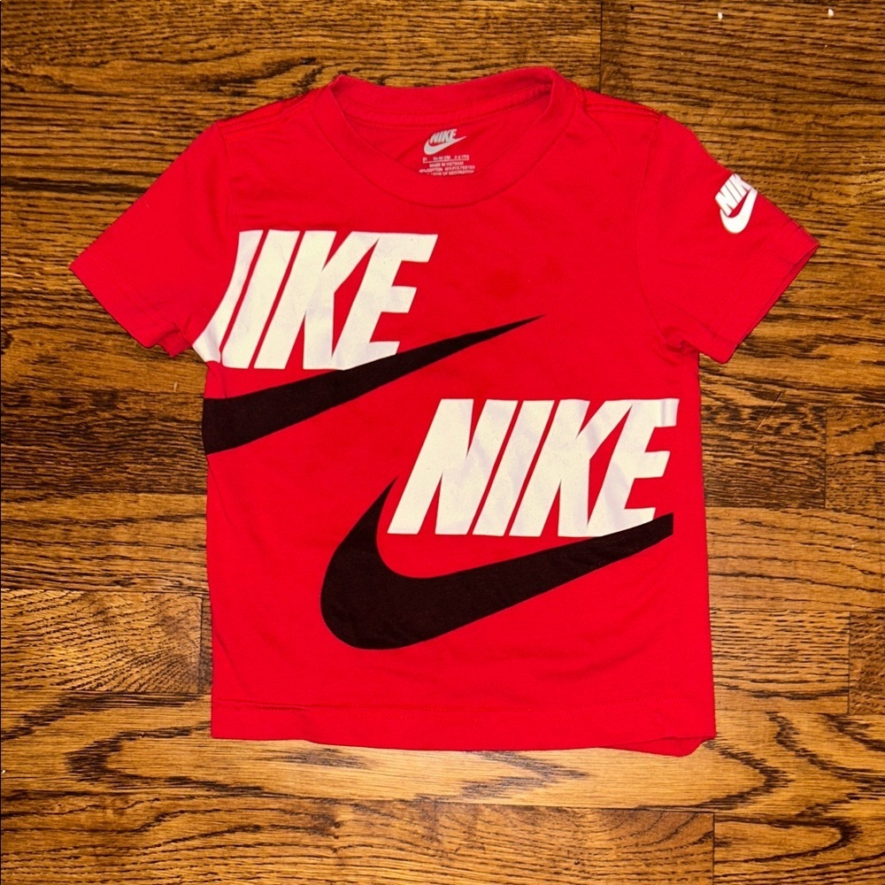 Nike Kids Bold Red Tee with Black Swoosh size 3T